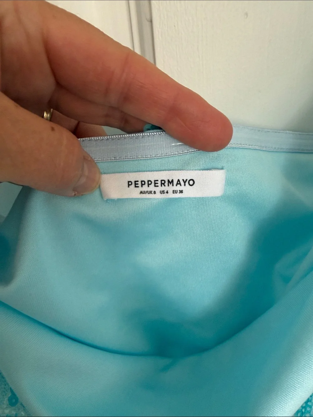 Peppermayo Moorey Beaded Mini Dress Aqua Blue - Picture 2 of 9